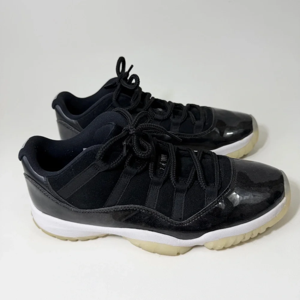 Nike Air Jordan 11 Retro Low Barons Sneakers Black Metallic Silver Men’s Size 11